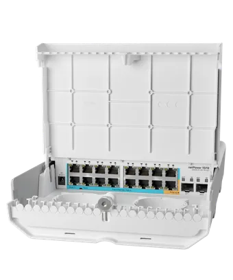 Mikrotik CRS318-1Fi-15Fr-2S-OUT netPower 15FR An outdoor 18 port switch with 15 reverse PoE ports and SFP. Cut costs, not speed Ã¢â‚¬â€œ choose GPEN over GPON!