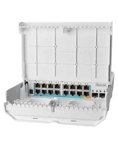Mikrotik CRS318-1Fi-15Fr-2S-OUT netPower 15FR An outdoor 18 port switch with 15 reverse PoE ports and SFP. Cut costs, not speed Ã¢â‚¬â€œ choose GPEN over GPON!
