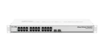 Mikrotik CSS326-24G-2S+RM SwOS powered 24 port Gigabit Ethernet switch with two SFP+ ports in 1U rackmount case