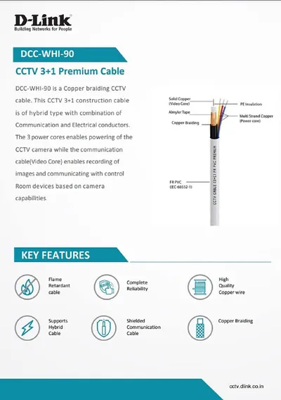 D-Link CCTV Standard 90MTR Cable (3+1)