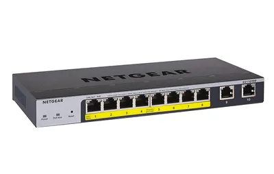 NETGEAR 10-Port Gigabit Ethernet Smart Managed Pro PoE Switch (GS110TPP) - with 8 x PoE+ @ 120W, Desktop/Wall Mount