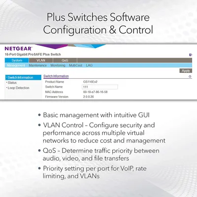 Netgear JGS516PE-100INS Gigabit Rackmount Smart Managed Plus Switch