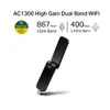 TP-LINK WiFi Dongle AC1300 Wireless Dual Band USB Wi-Fi Adapter for PC Desktop Laptop Tablet (Supports Windows XP/7/8/8.1/10, OS X (10.9-10.13), USB 3.0, WPS Button) (Archer T4U)