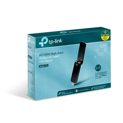 TP-LINK WiFi Dongle AC1300 Wireless Dual Band USB Wi-Fi Adapter for PC Desktop Laptop Tablet (Supports Windows XP/7/8/8.1/10, OS X (10.9-10.13), USB 3.0, WPS Button) (Archer T4U)