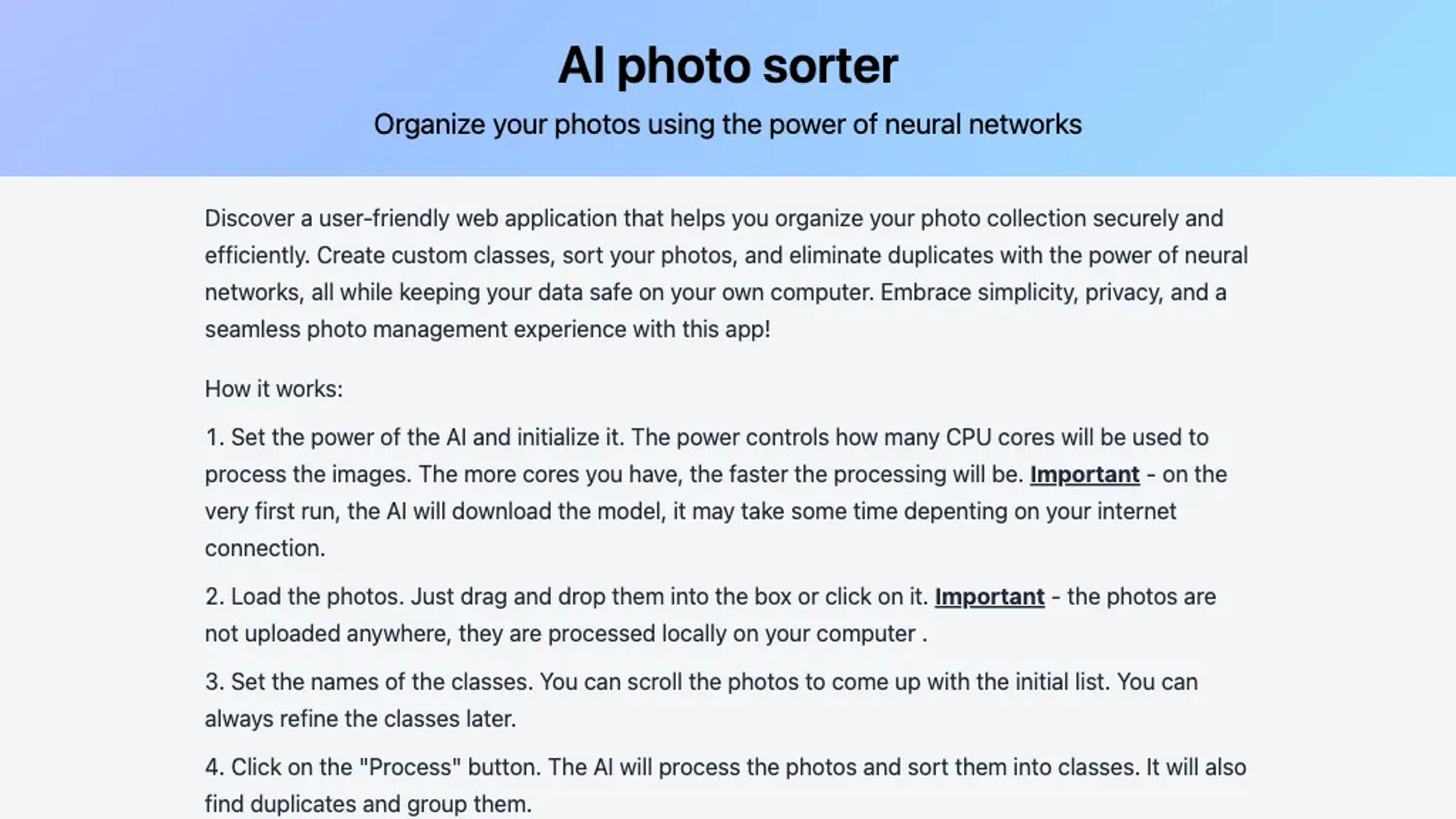 AI photo sorter