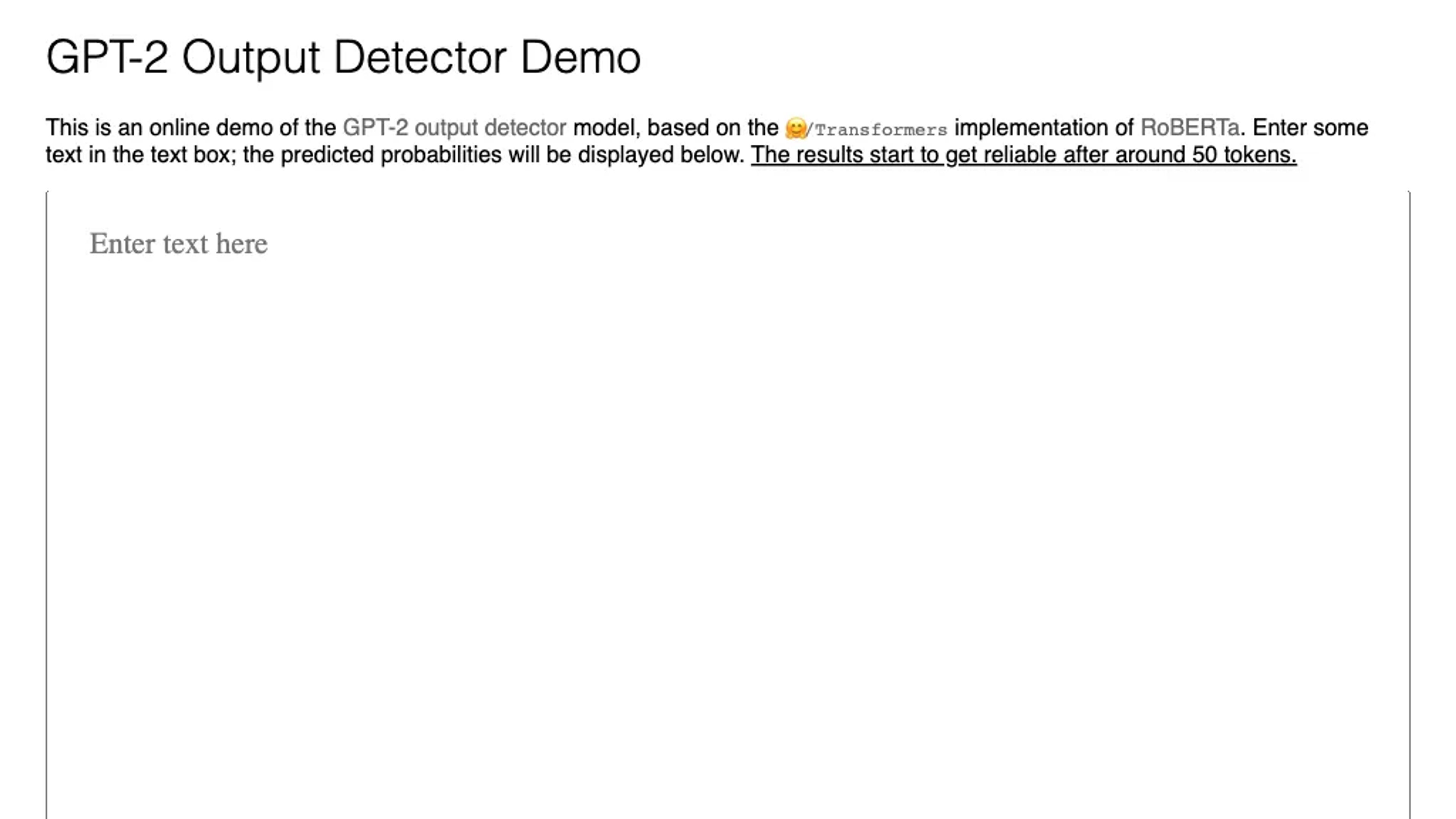 GPT-2 Output Detector