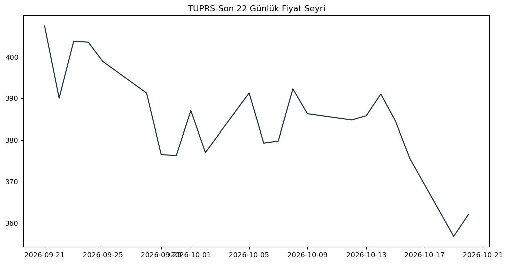 Son 1 Aylık Fiyat Seyri