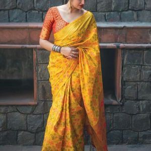 Patola Silk Sarees in Yellow Color