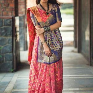Patola Silk Sarees in Light Pink Color