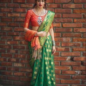 Patola Silk Sarees in Green Color