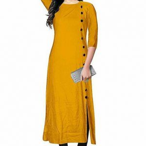 Designer Rayon Women Ethnic Wear Kurtis (Yellow)