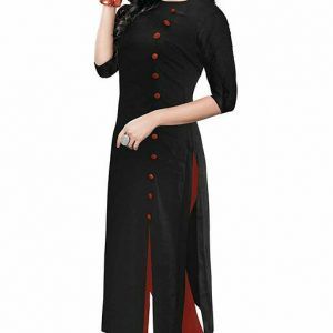 Designer Rayon Women Ethnic Wear Kurtis (Black Color)
