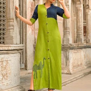 Party wear Women's Kurti in Green Color