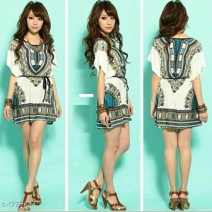 Stylish Printed Women's Dress in White Color