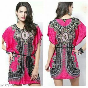 Stylish Printed Women's Dress in Pink Color