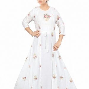 Embroidered Women’s Kurtis in White Color