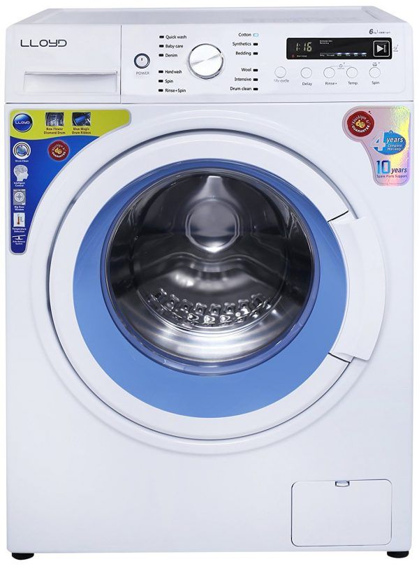 Lloyd 6 kg Fully-Automatic Front Loading Washing Machine (LWMF60, White and Blue)