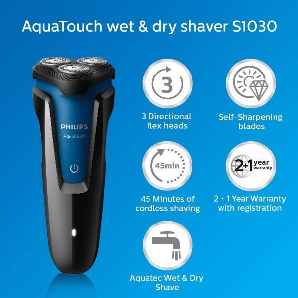 Philips S1030/04 Wet and Dry Electric Shaver (Black) details