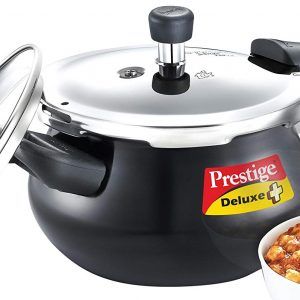 Prestige Deluxe Duo Plus Induction Base Aluminum Pressure Cooker, 3.3 Litres, Black