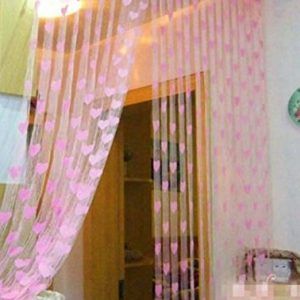 Ramcha Heart 2 Piece Polyester String Door Curtain Set - 6.5ft Pink