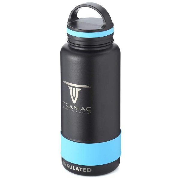 TRANIAC Wide Mouth Double Walled Vacuum Insulated Thermos Stainless Steel Flask with Rubber Grip Handle bottle