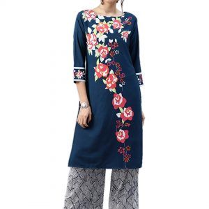 Vaamsi Crepe Digital Printed Kurti blue