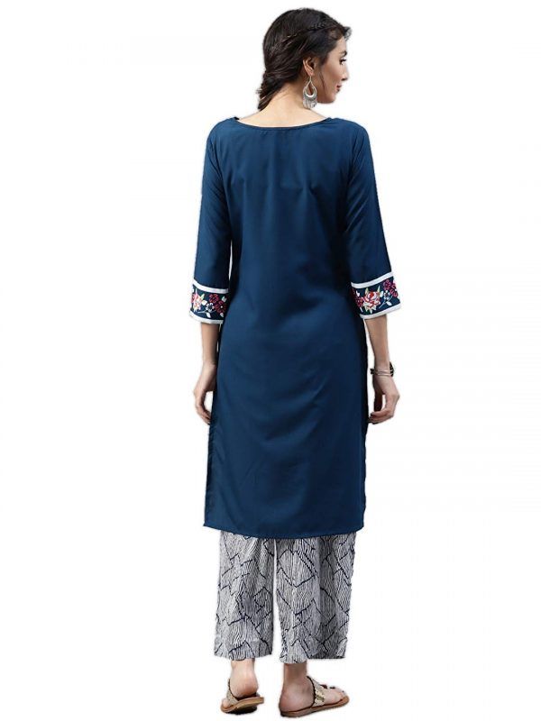 Vaamsi Crepe Digital Printed Kurti blue back