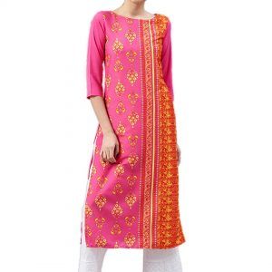 Vaamsi Crepe Digital Printed Kurti pink