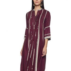 W Women Straight Kurta - Purple Color