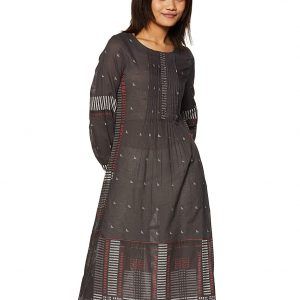 W Women Straight Kurti Grey Color