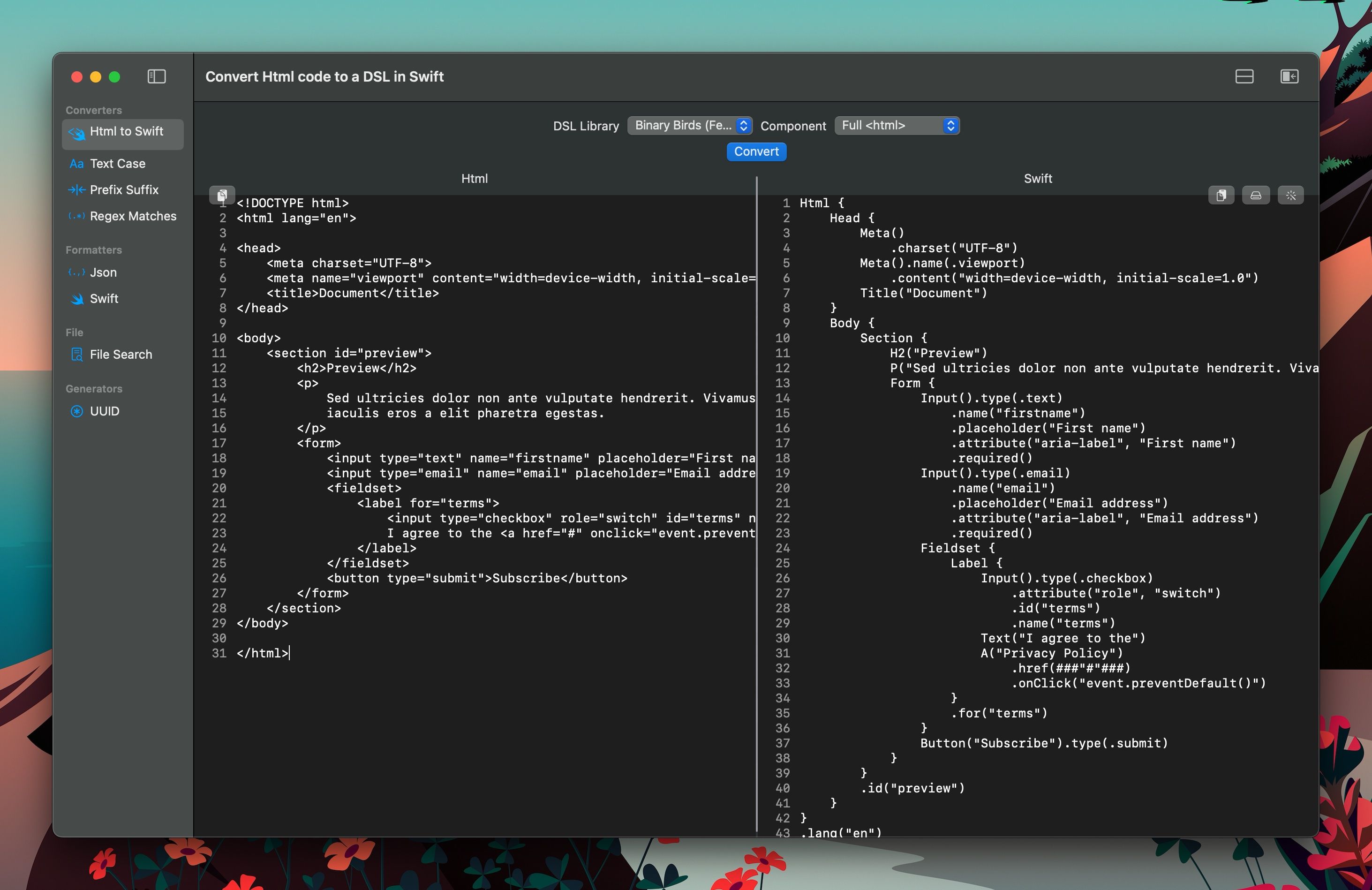 Convert Html to Swift