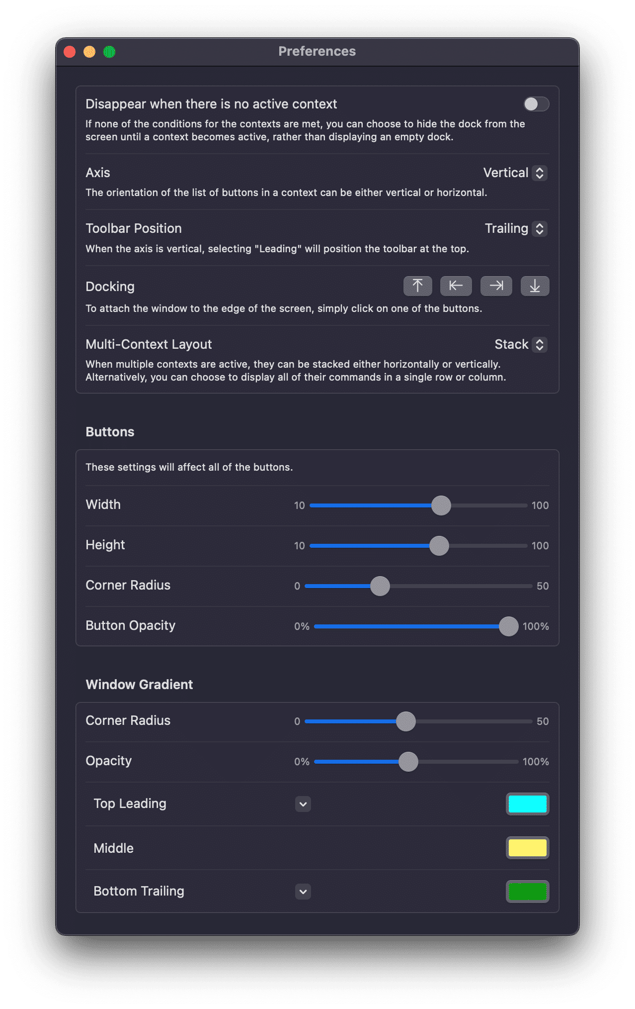 Preferences Window