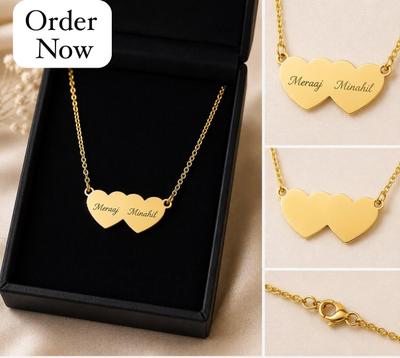 Customize Double Heart Necklace 