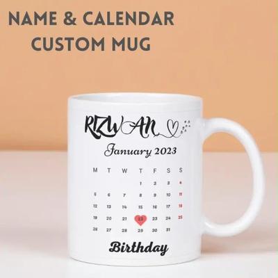 Name And Calendar Customize Birthday Mug