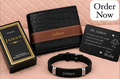 Customize wallet and perfume and card and Bracelet deal