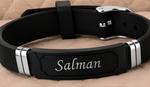 New Arrival The Signature Band — Personalized Black Silicone Name Bracelet custom design close-up in Pakistan