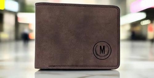 Premium Men's Leather Wallet M-Logo Design β Rs 850 in Pakistan