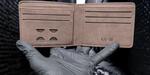 Premium Men's Leather Wallet M-Logo Design custom design close-up in Pakistan