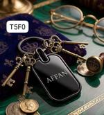 Custom engraved black metal name keychain in Pakistan