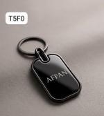 Glossy black metal personalized name keychain in Pakistan