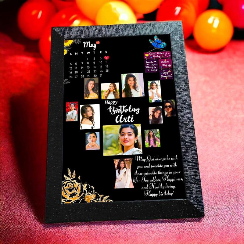 Customized photo collage frame black wall hanging and table stand in Pakistan