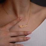 Custom cursive name pendant necklace with gift box in Pakistan