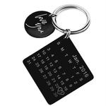 Custom engraved calendar date keychain with initials charm in Pakistan