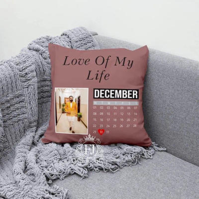 Black Calendar Date "Mr & Mrs" Cushion