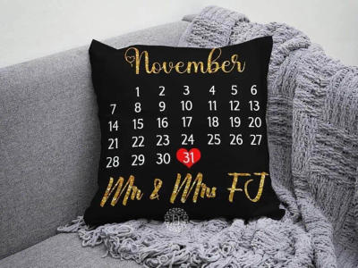 Black Heart Pattern Single Photo Cushion