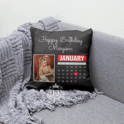 Black Heart Pattern Single Photo Cushion