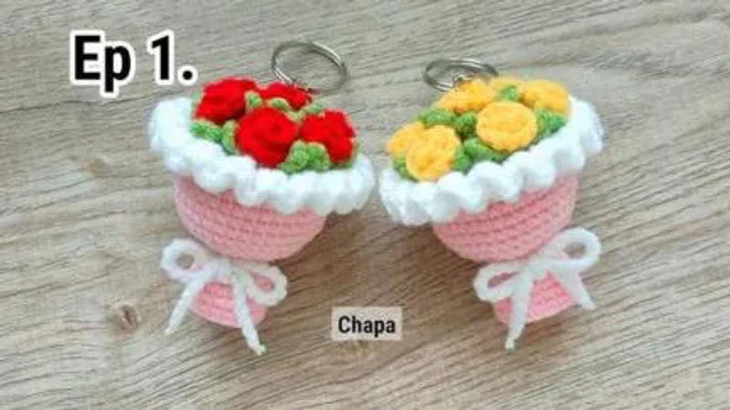 Crochet Bouquet Keychain Combo