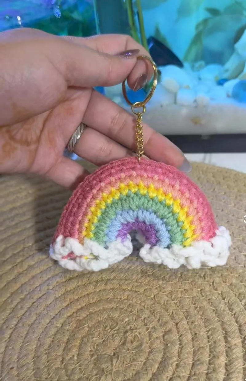 Crochet Rainbow Keychain