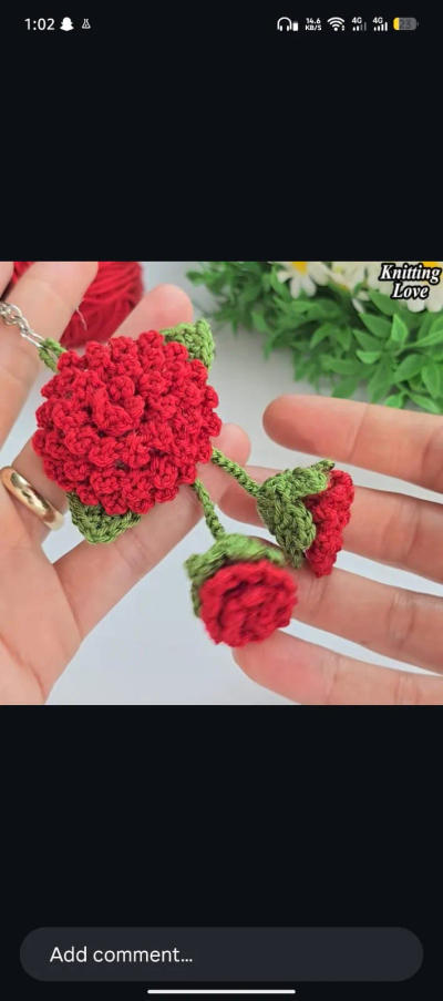 Crochet Rose Keychain