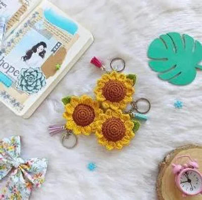 Crochet Sunflower Keychain